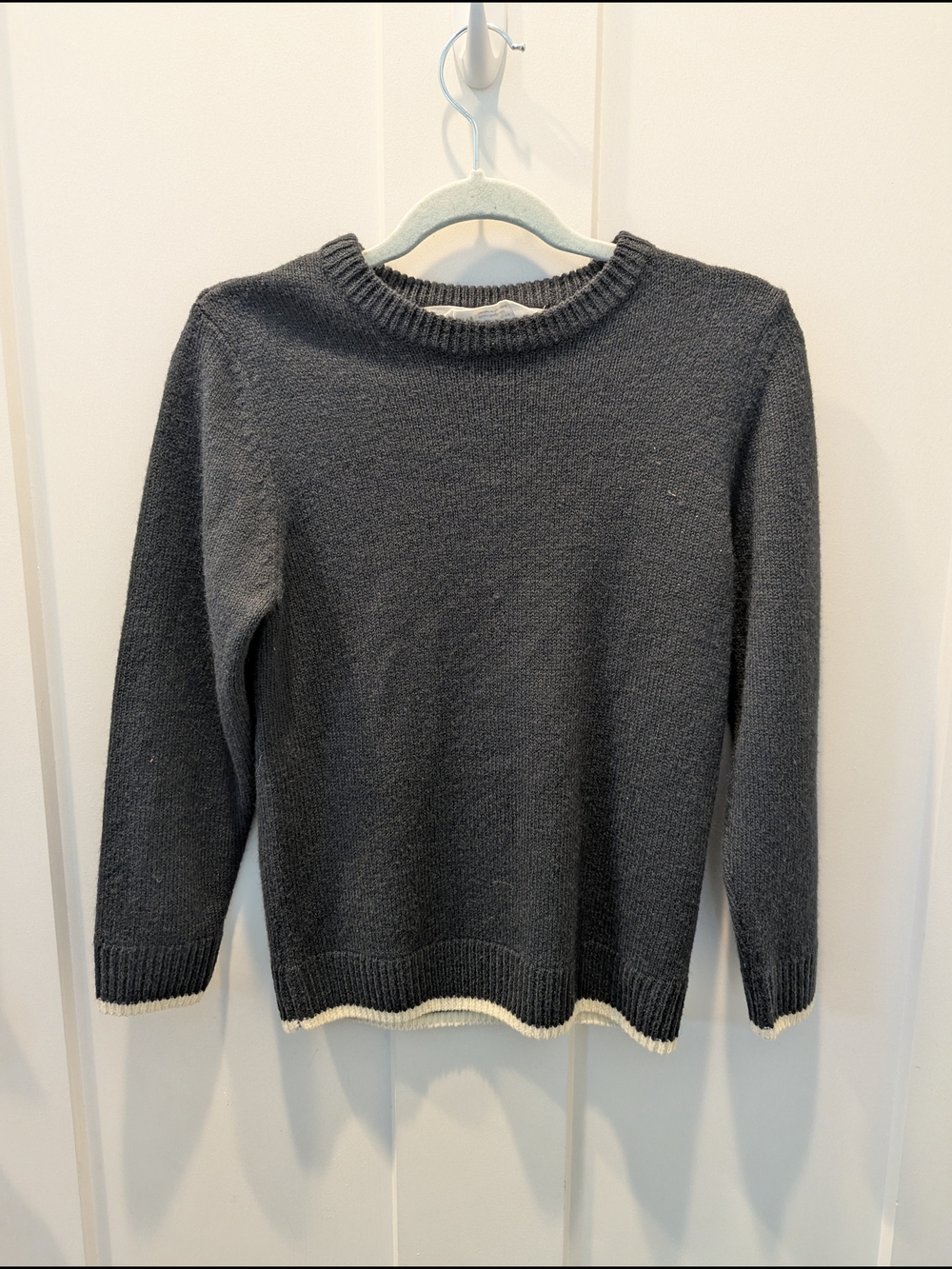 H&M Charcoal Gray Crewneck Sweater with Cream Trim - Kids